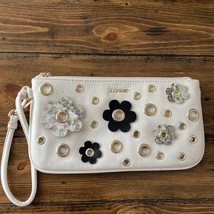 Nine West Black,White & Gold wristlet
